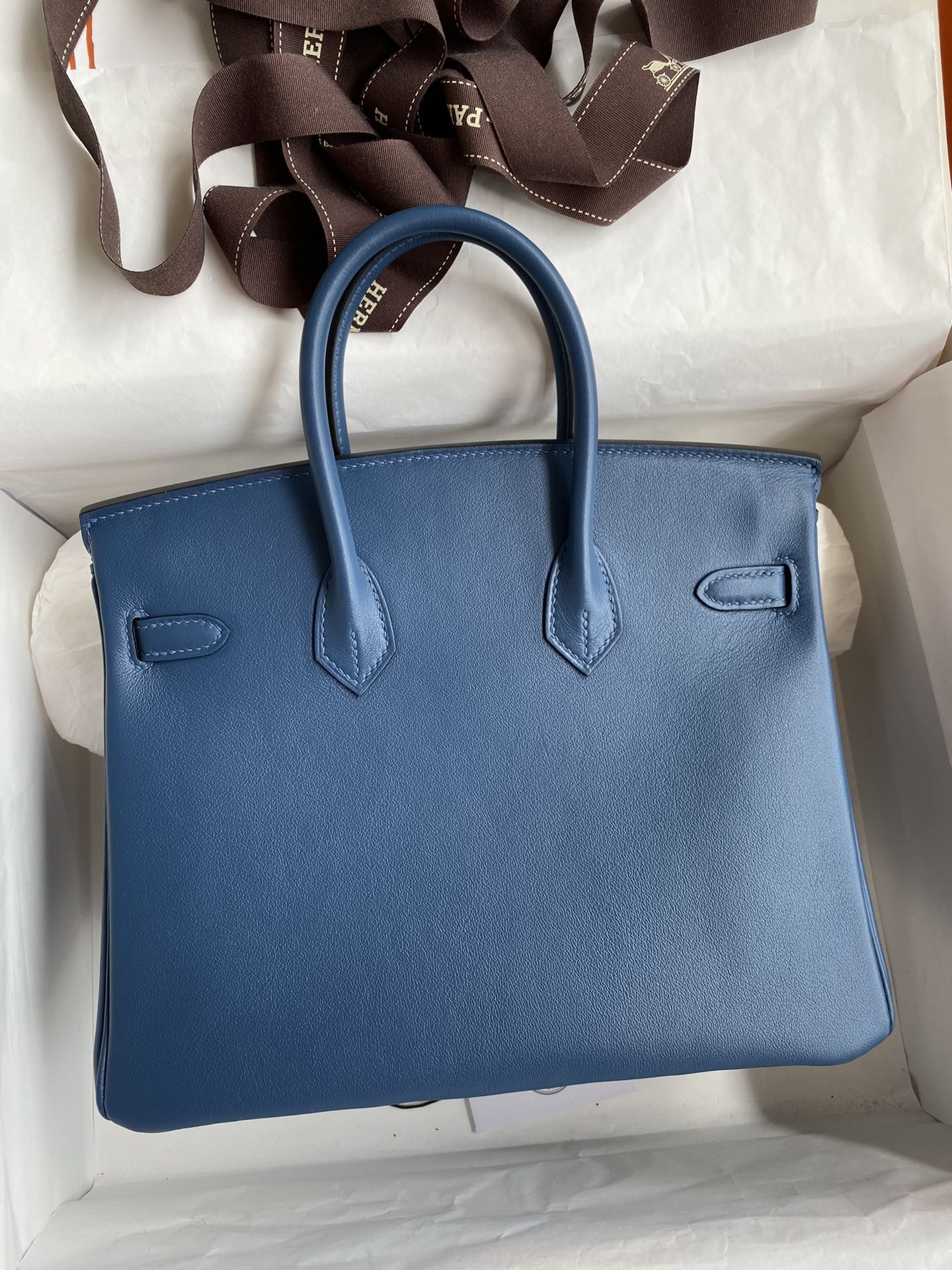 Hermes Birkin 30CM Swift Leather Handbag Blue